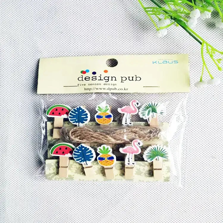 Assorted colorful heart mini wooden clips bedroom photo decor