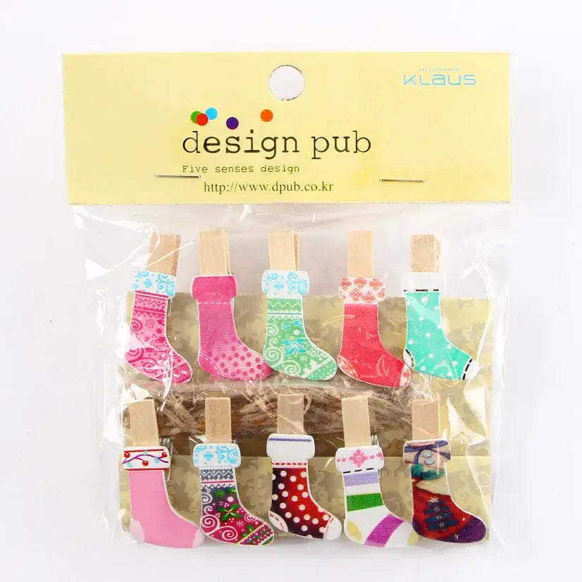 Assorted colorful heart mini wooden clips bedroom photo decor