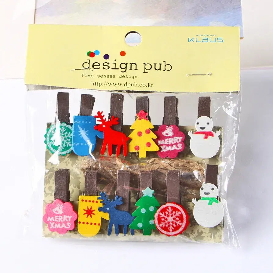Assorted colorful heart mini wooden clips bedroom photo decor