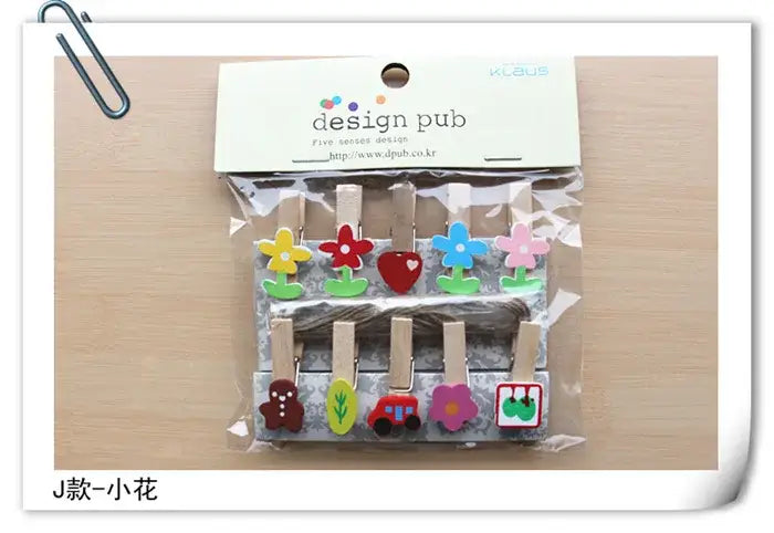 Assorted colorful heart mini wooden clips bedroom photo decor