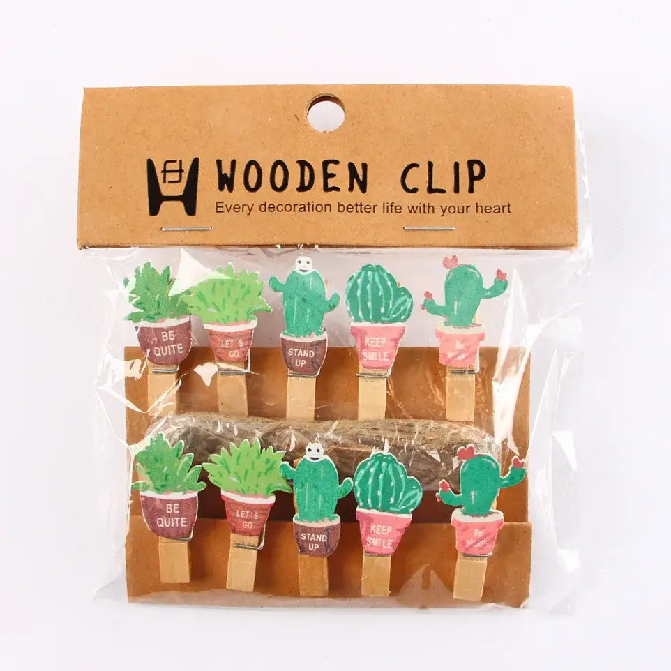 Assorted colorful heart mini wooden clips bedroom photo decor