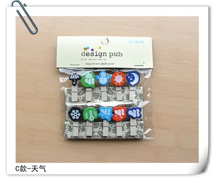 Assorted colorful heart mini wooden clips bedroom photo decor