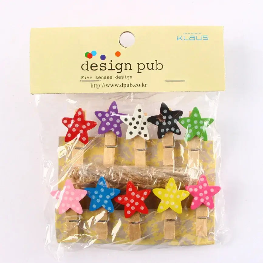 Assorted colorful heart mini wooden clips bedroom photo decor