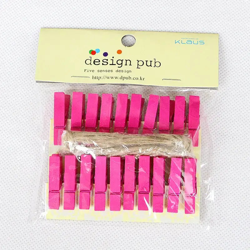 Assorted colorful heart mini wooden clips bedroom photo decor