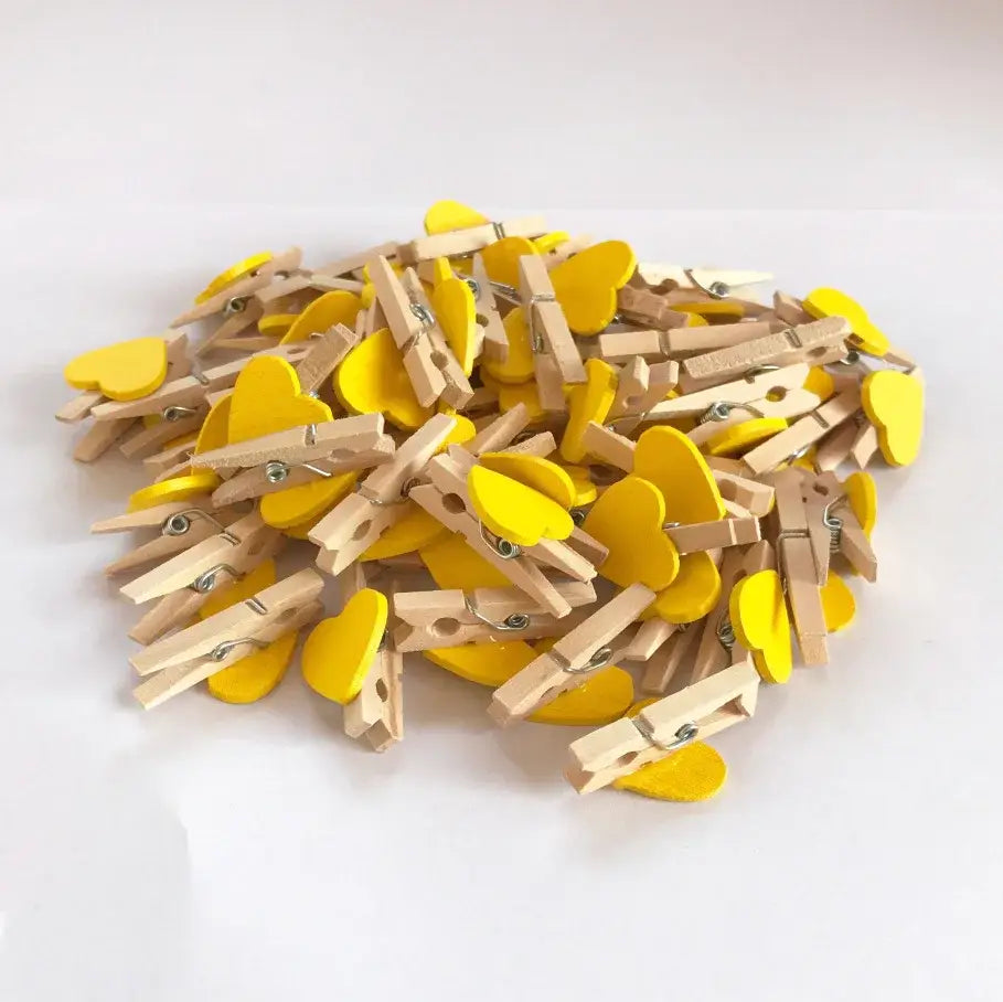 Assorted colorful heart mini wooden clips bedroom photo decor