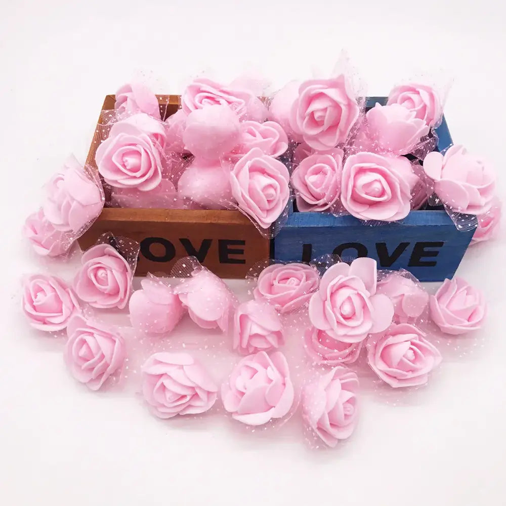 Assorted white & pink handmade foam rose flower heads wedding decor