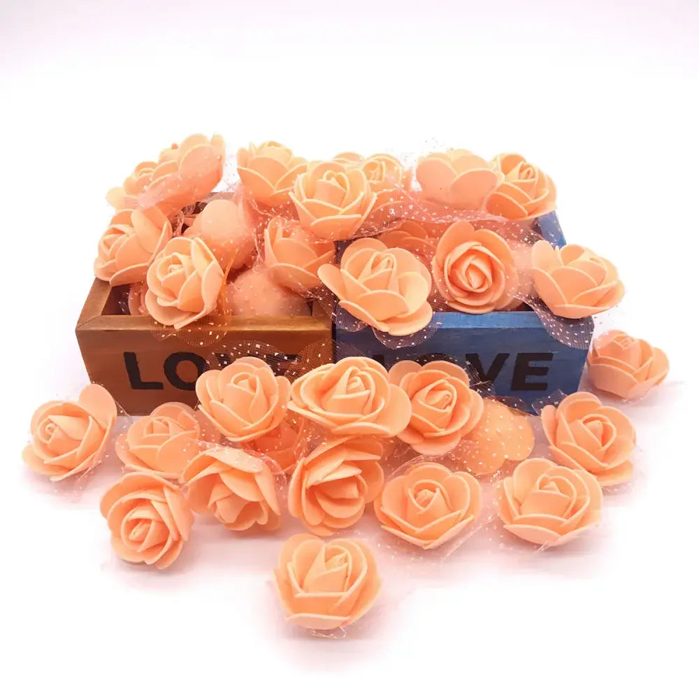 Assorted white & pink handmade foam rose flower heads wedding decor