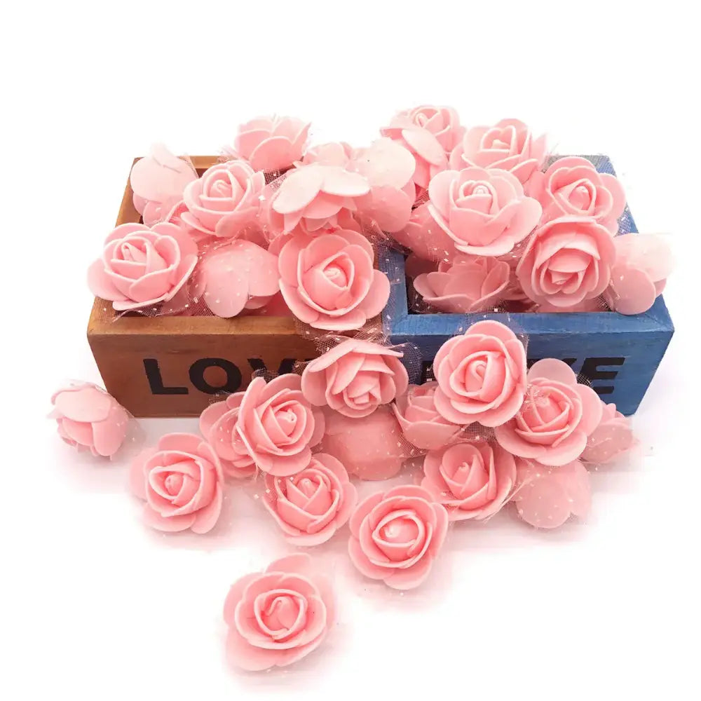 Assorted white & pink handmade foam rose flower heads wedding decor