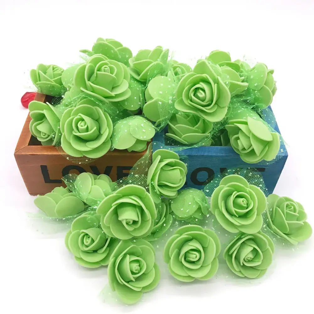Assorted white & pink handmade foam rose flower heads wedding decor