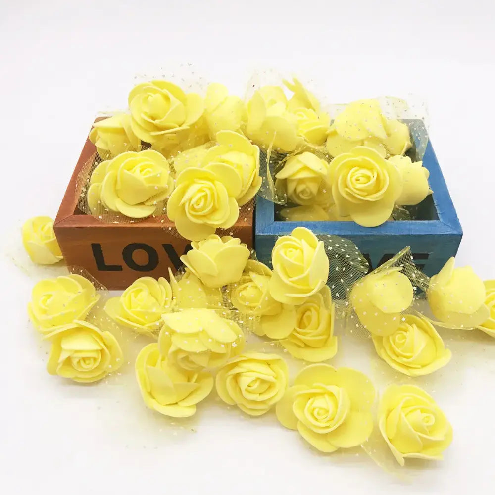 Assorted white & pink handmade foam rose flower heads wedding decor