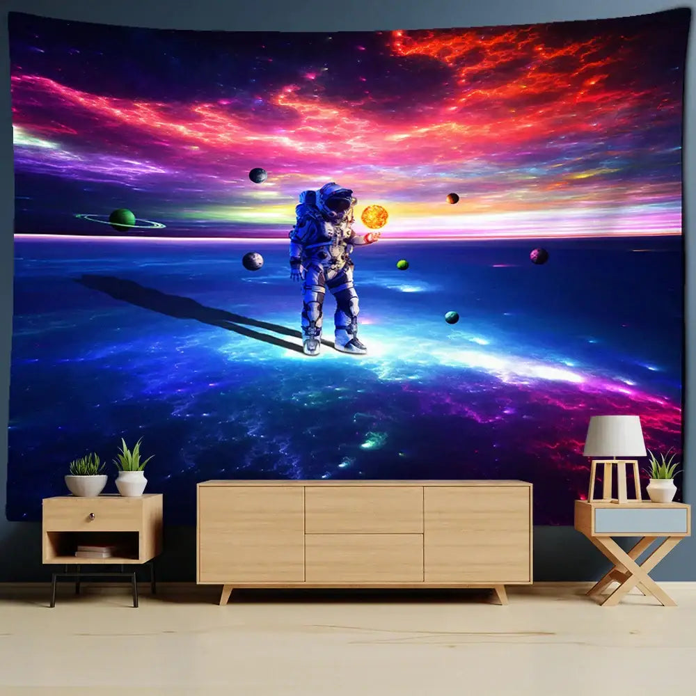 Astronaut moon tapestry wall hanging for living room decor