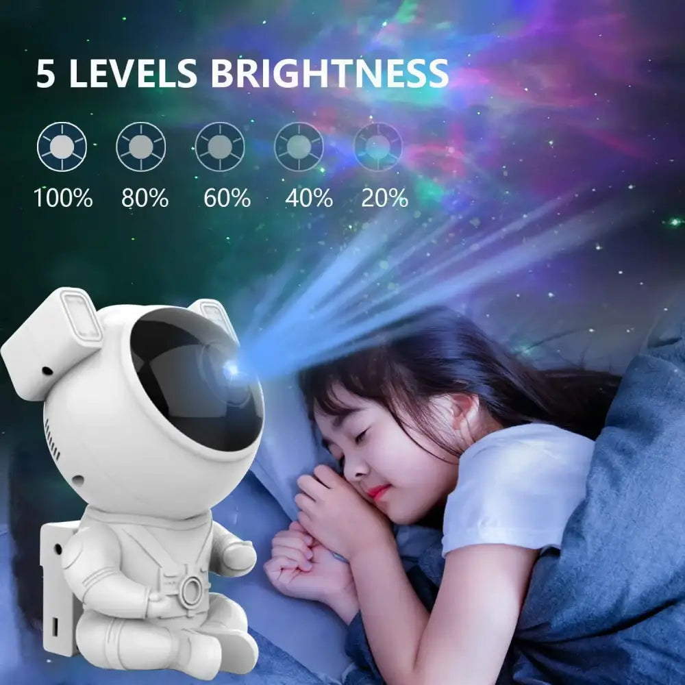 Astronaut white and gold galaxy star projector night light bedroom