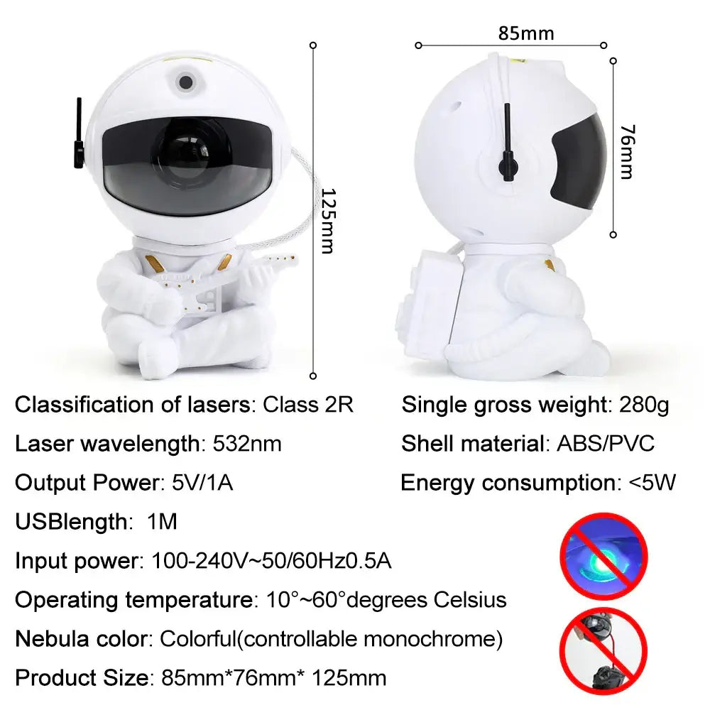 Astronaut white galaxy star night light bedroom projector