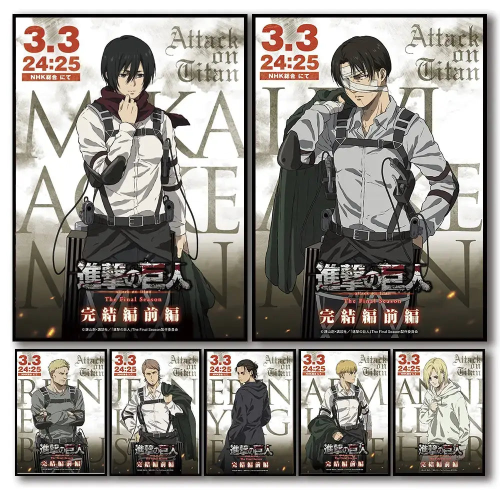 Stylized scout regiment anime wall art bedroom titan final season decor