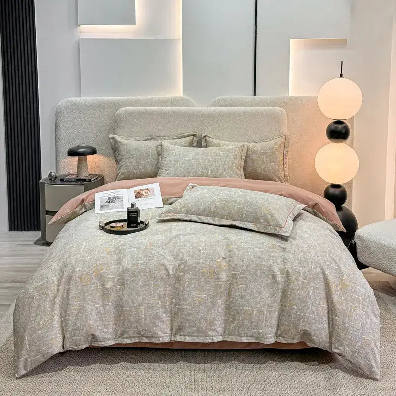 Autumnal leaf cream brushed cotton duvet cover set bedroom