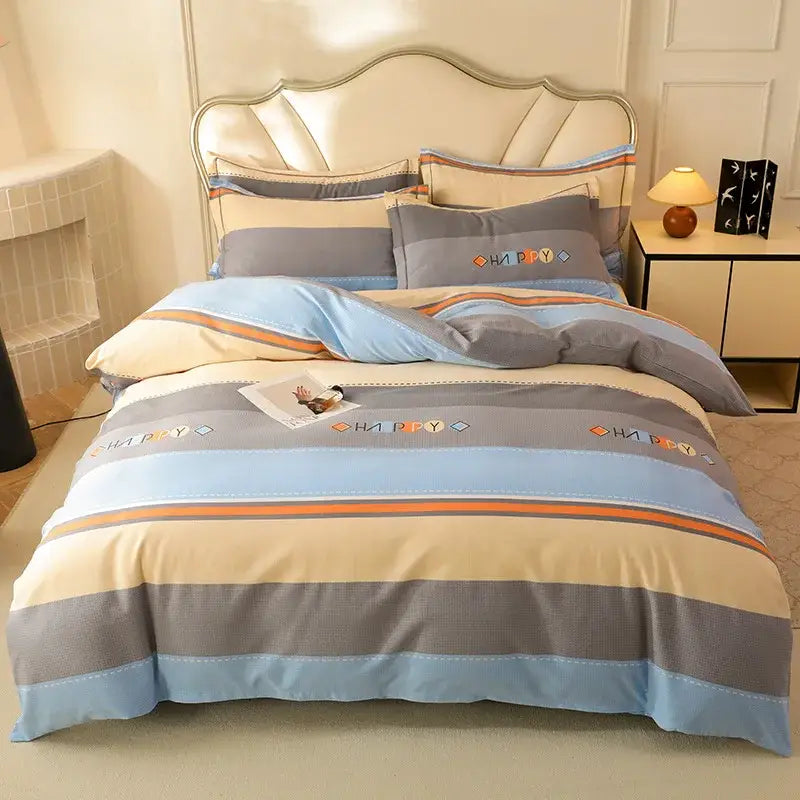 Autumnal leaf cream brushed cotton duvet cover set bedroom