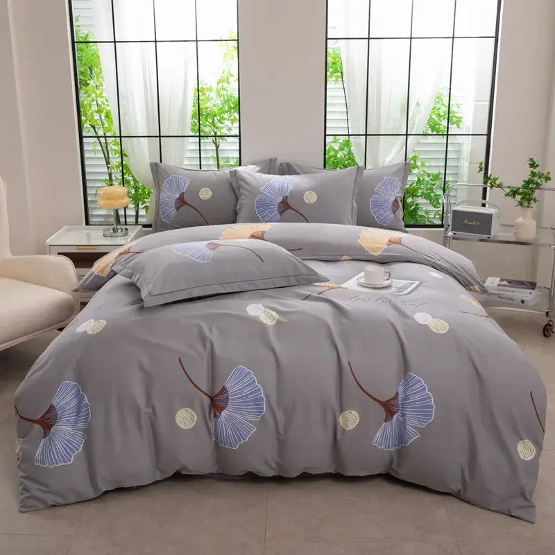Autumnal leaf cream brushed cotton duvet cover set bedroom