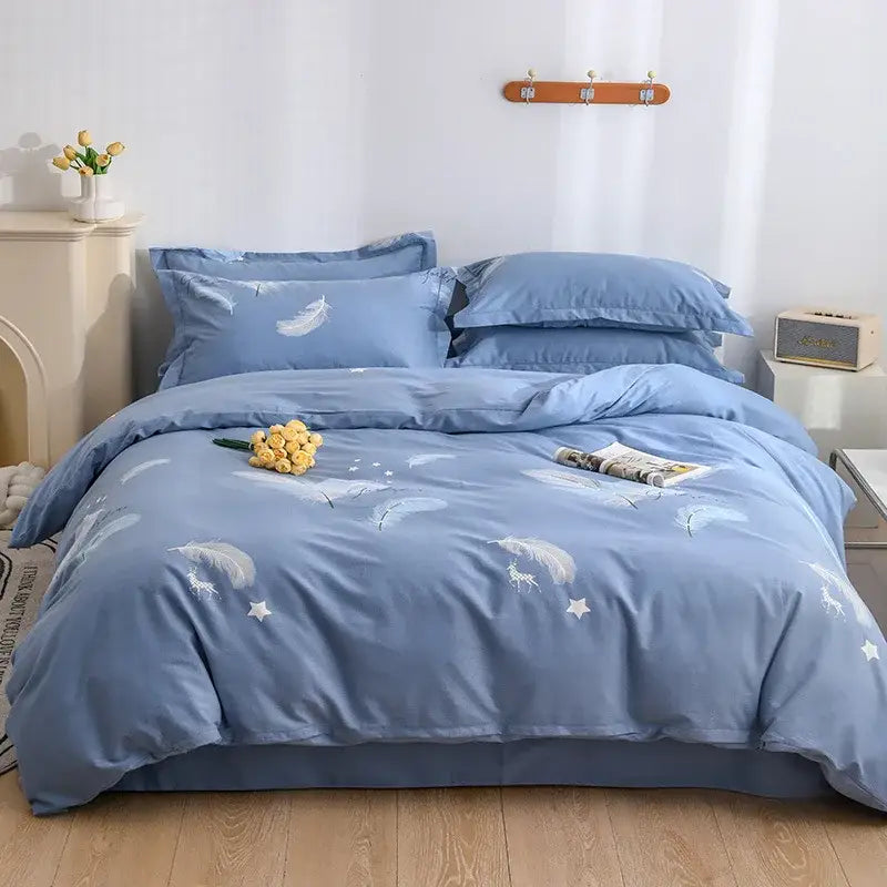 Autumnal leaf cream brushed cotton duvet cover set bedroom