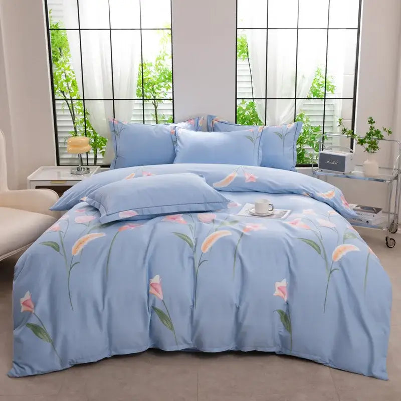 Autumnal leaf cream brushed cotton duvet cover set bedroom