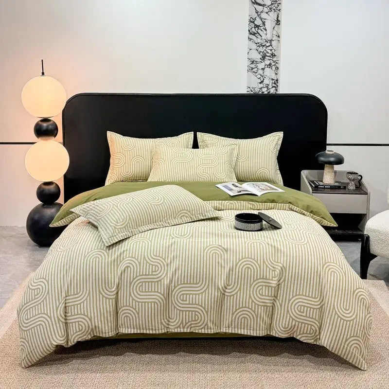 Autumnal leaf cream brushed cotton duvet cover set bedroom