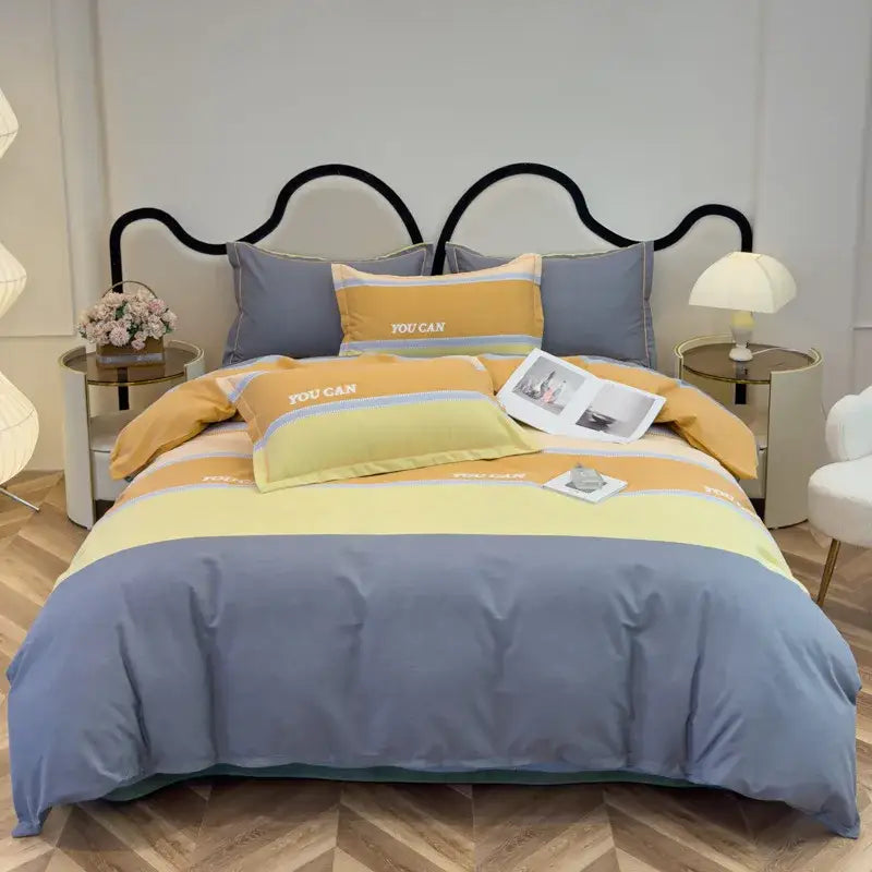 Autumnal leaf cream brushed cotton duvet cover set bedroom