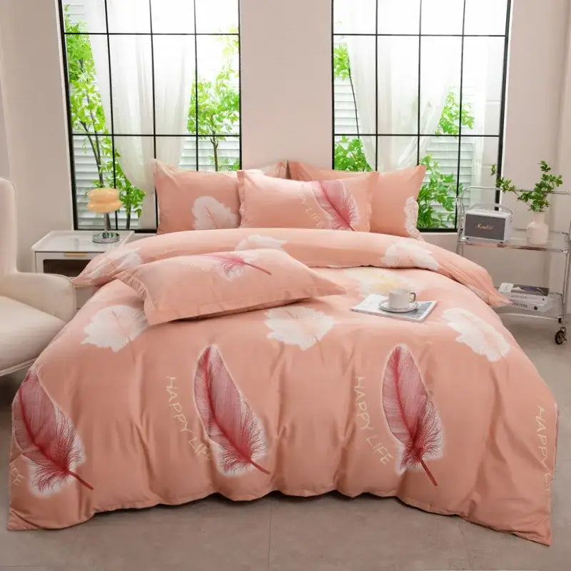 Autumnal leaf cream brushed cotton duvet cover set bedroom