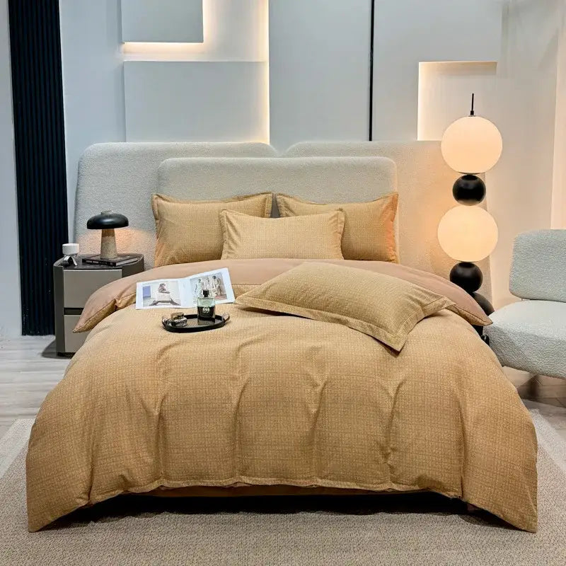 Autumnal leaf cream brushed cotton duvet cover set bedroom