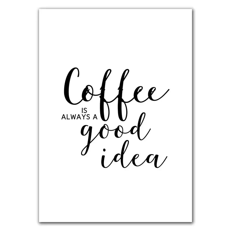 Awakened aromas canvas print black & white kitchen coffee wall art