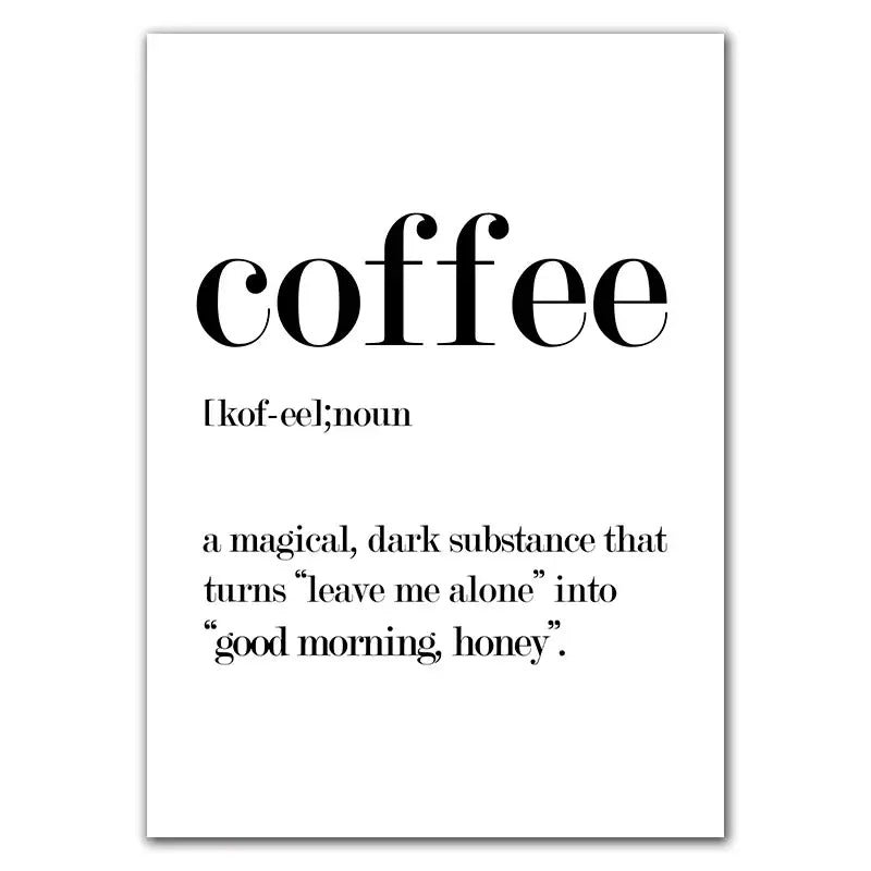 Awakened aromas canvas print black & white kitchen coffee wall art