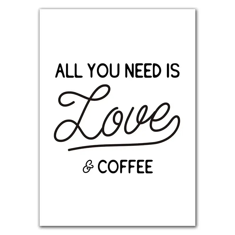 Awakened aromas canvas print black & white kitchen coffee wall art
