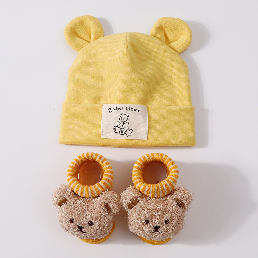 Baby Rabbit Ear Cap and Knitted Socks Set
