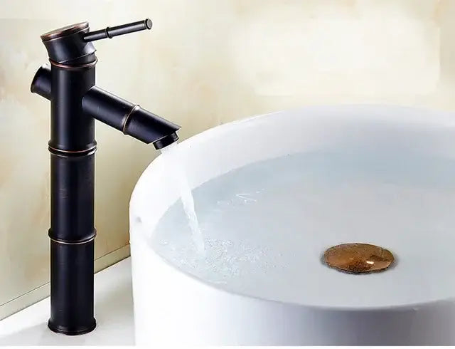 Bamboo black & copper high arch mixer bathroom waterfall faucet