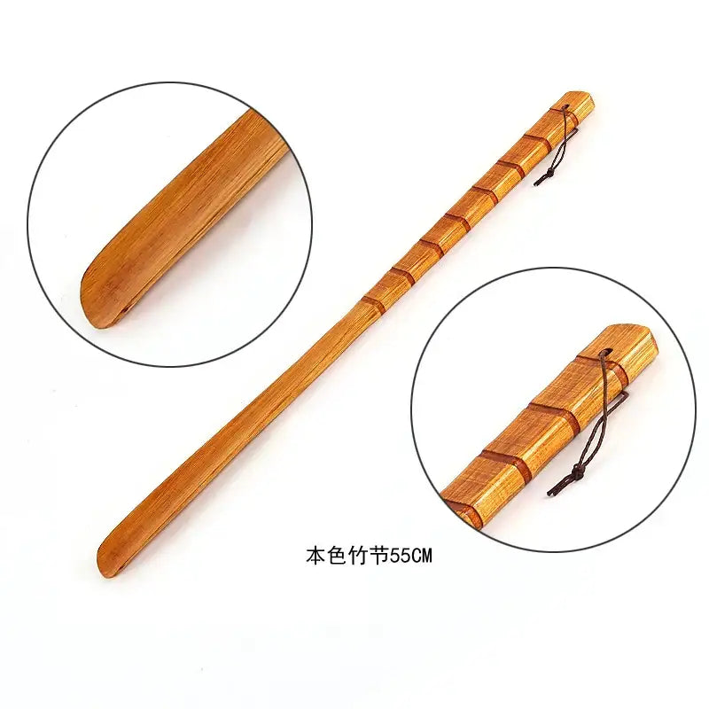 Bamboo pattern long handle shoe lifter bedroom dressing aid