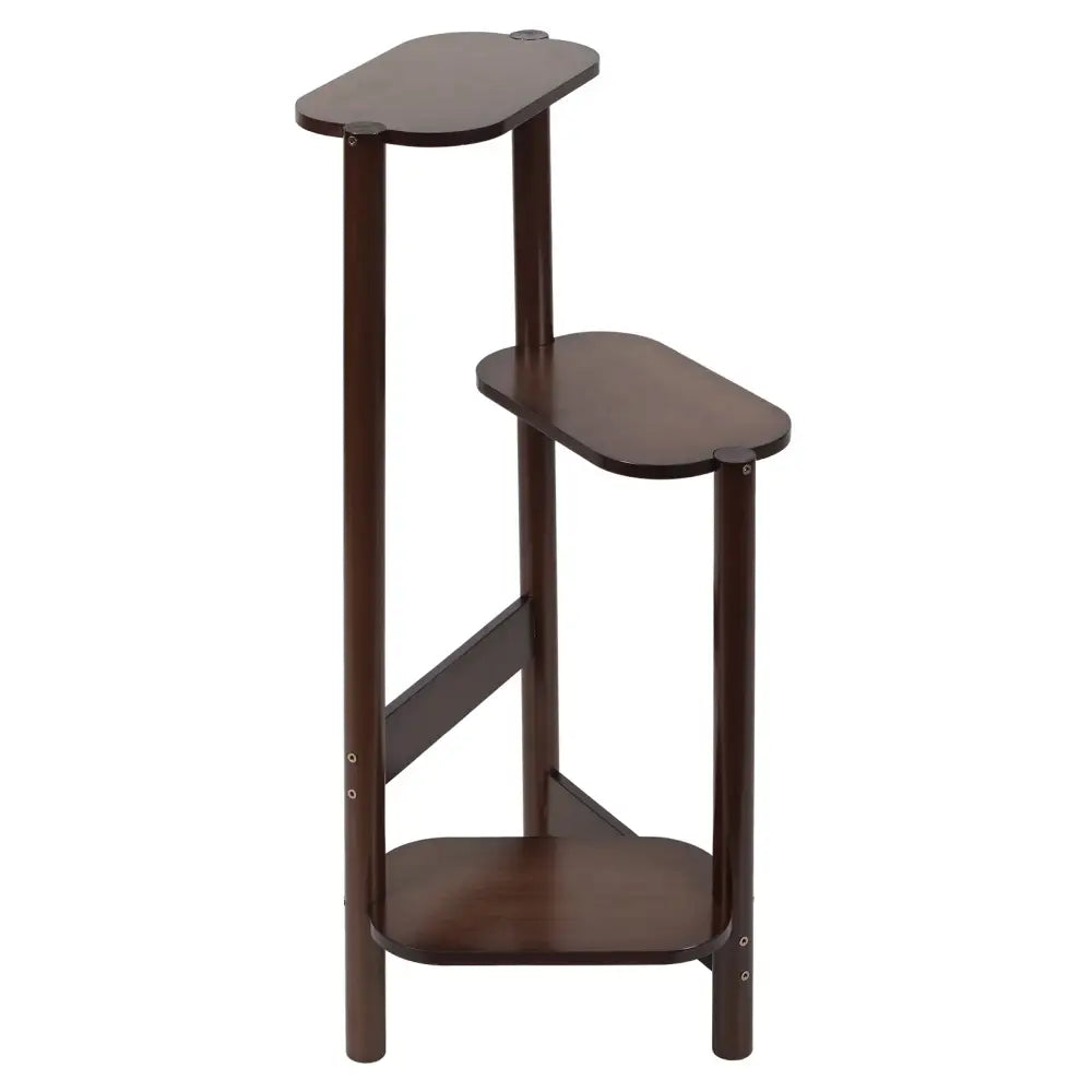 Natural & dark bamboo corner plant stand living room 3-tier rack