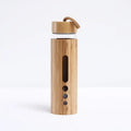 Bamboo shell glass water bottle kitchen sports drinkware with handle