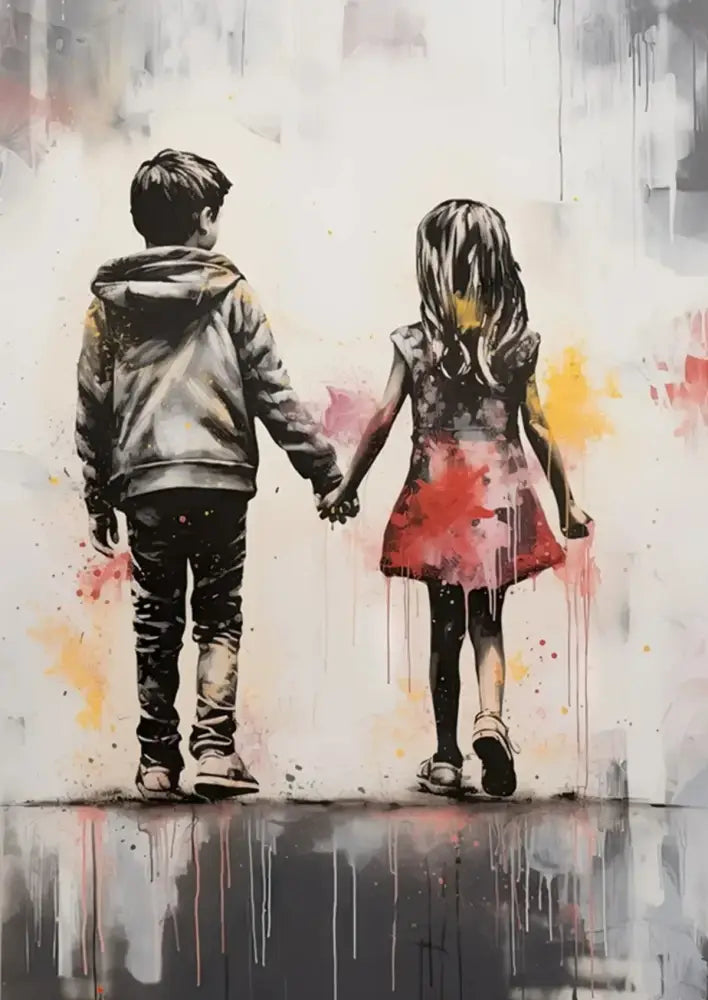 Banksy girl with balloon canvas print set of 6 living room wall art