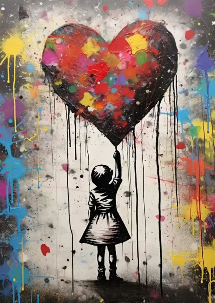 Banksy girl with balloon canvas print set of 6 living room wall art
