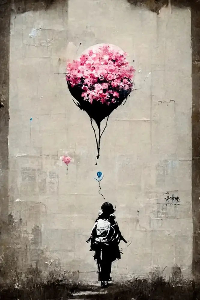 Banksy girl with balloon canvas print set of 6 living room wall art