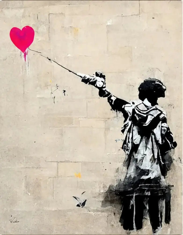 Banksy girl with balloon canvas print set of 6 living room wall art