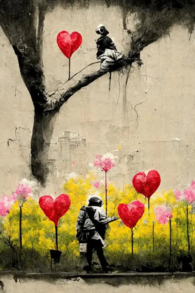 Banksy girl with balloon canvas print set of 6 living room wall art