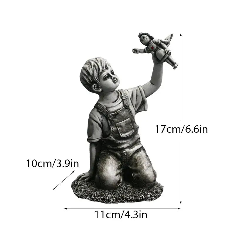 Banksy sculpture collection black & white figurines living room decor