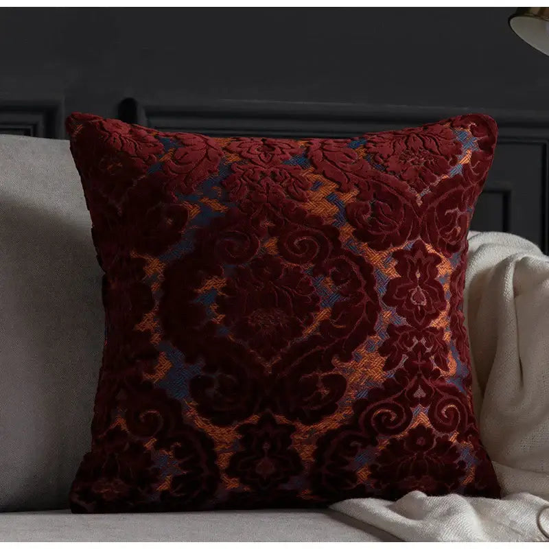 Baroque beige & silver damask cut velvet cushion covers living room