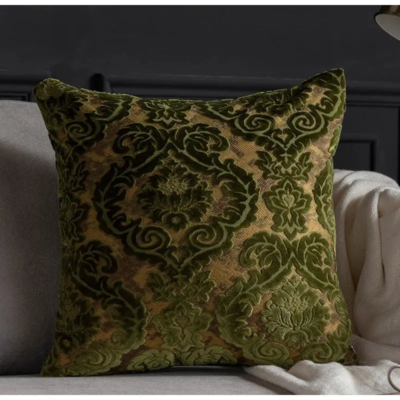 Baroque beige & silver damask cut velvet cushion covers living room