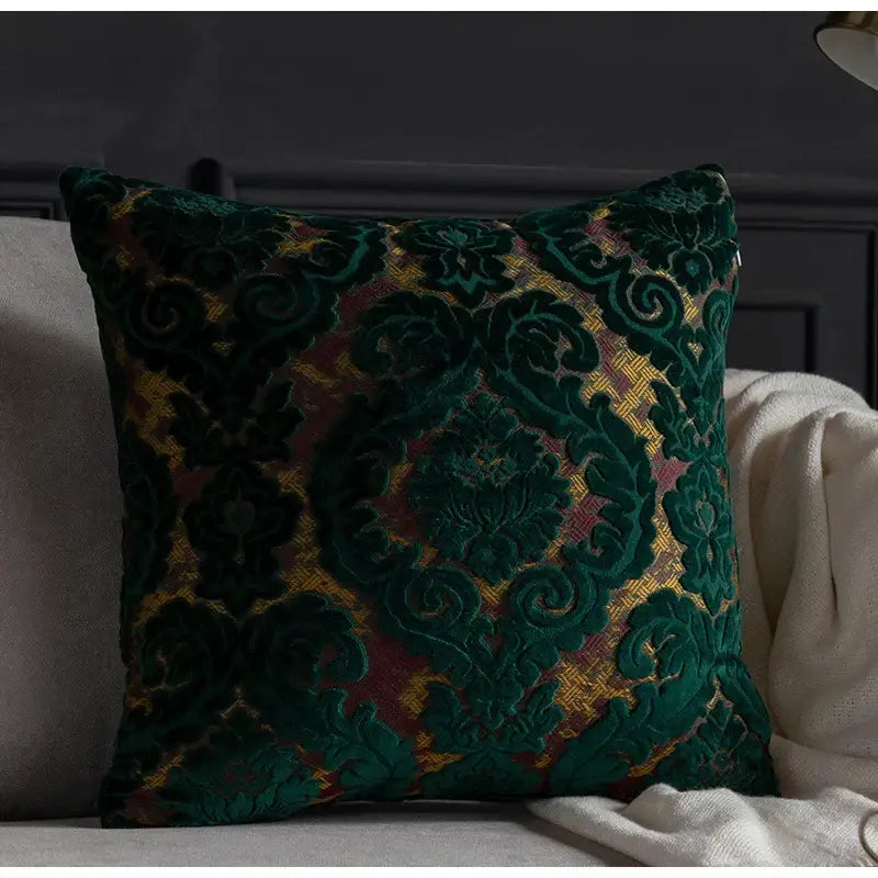 Baroque beige & silver damask cut velvet cushion covers living room