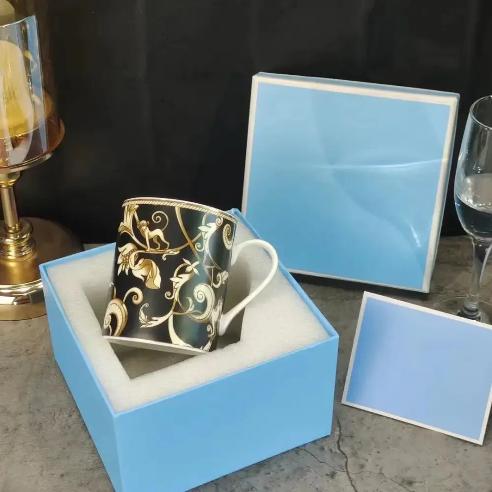 Baroque black & gold porcelain tea set – kitchen black unicorn series