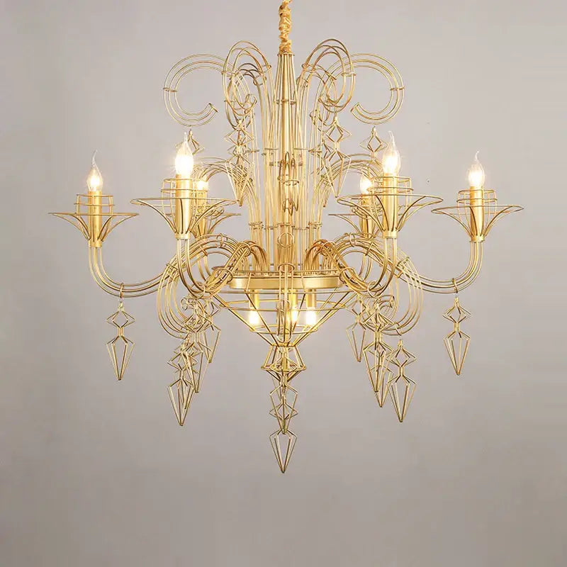 Baroque designer led chandelier in gold & silver – dining room light