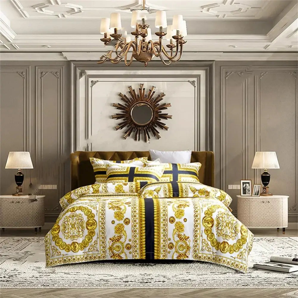 Baroque navy & gold egyptian cotton bedding set – bedroom luxury