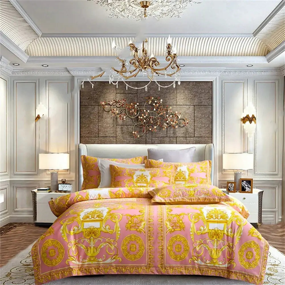 Baroque navy & gold egyptian cotton bedding set – bedroom luxury