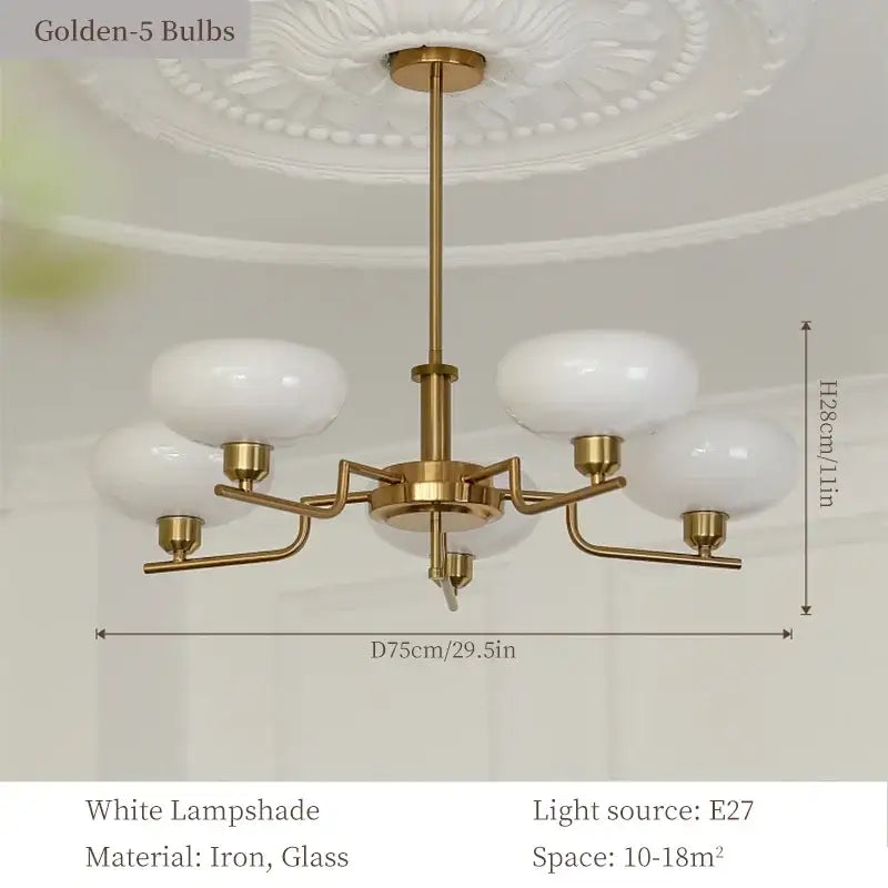 Bauhaus brass glass pendant chandelier for dining room