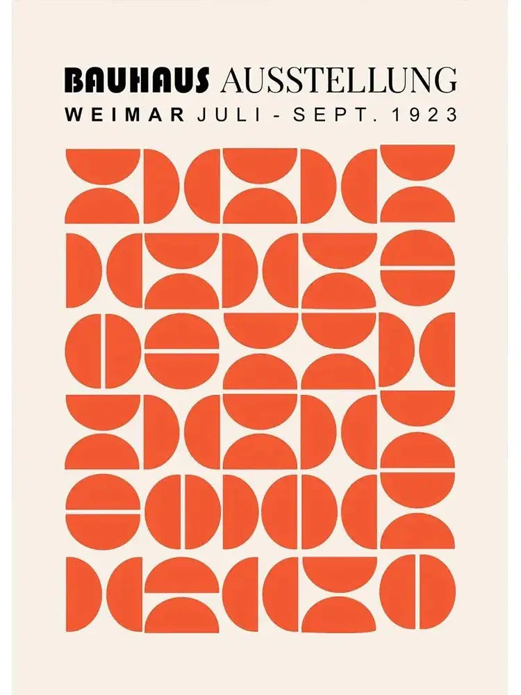 Bauhaus geometric teal & orange canvas print living room wall art